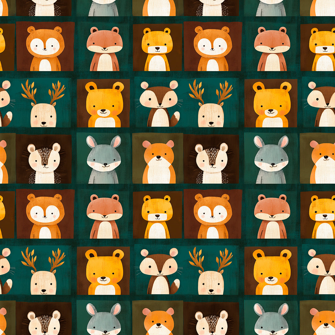 whimsical woodland friends patchwork - wallcreatives