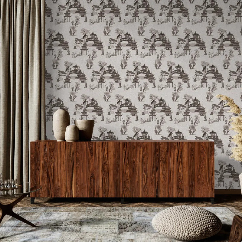 Chinese toile (black) Wallpaper Vladila