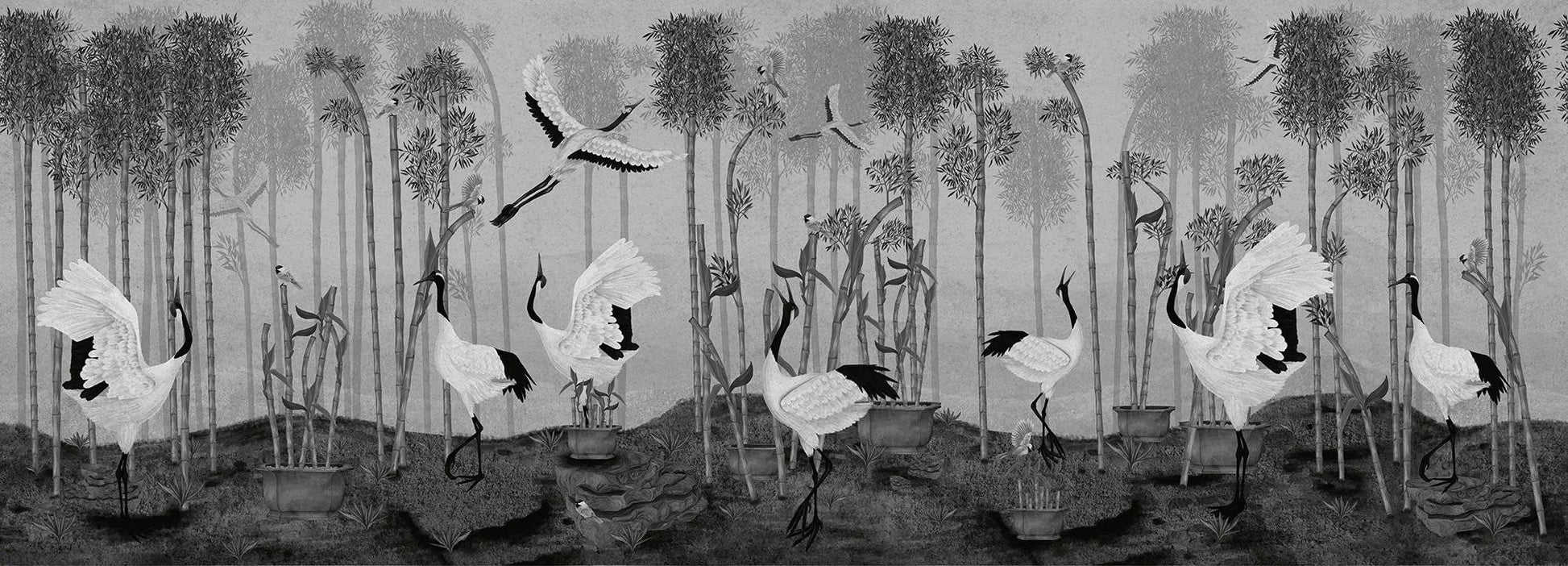 Red Crown Sanctuary in Monochrome Wallpaper Vladila