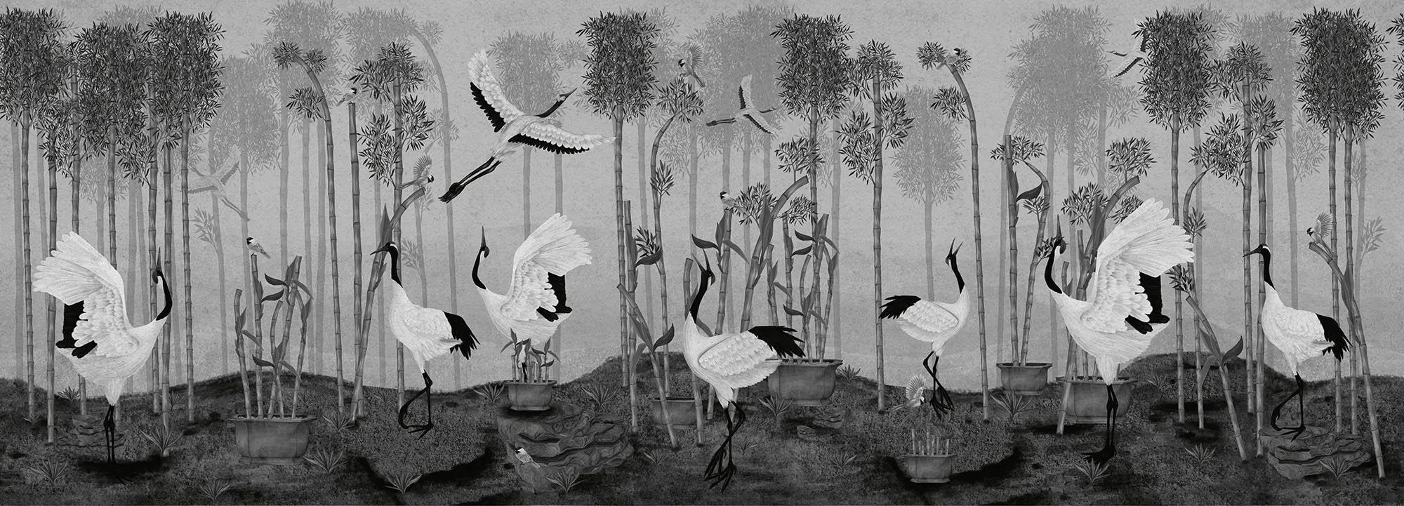 Red Crown Sanctuary in Monochrome Wallpaper Vladila