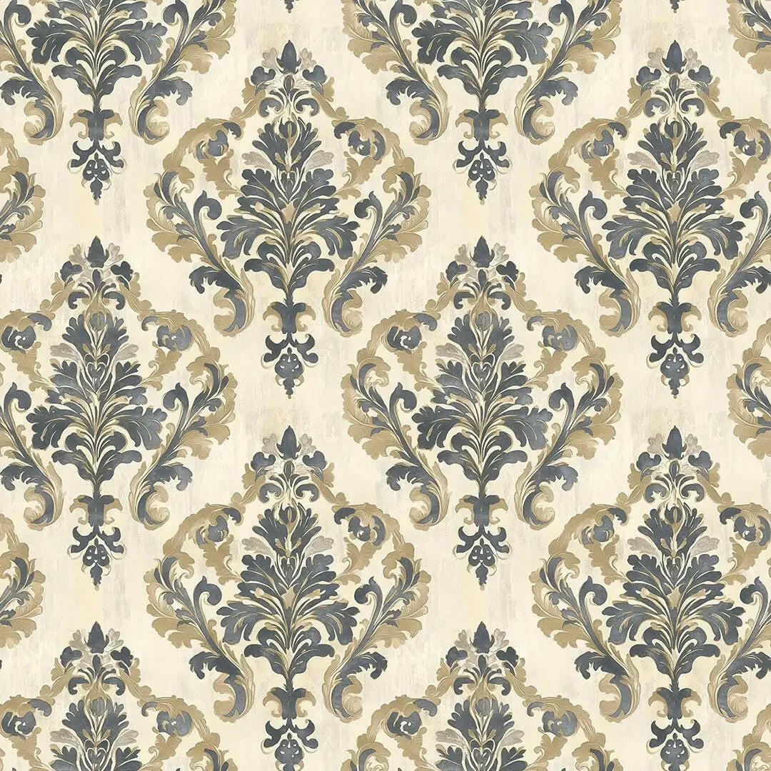Sovereign Slate Damask Wallpaper - WallCreatives