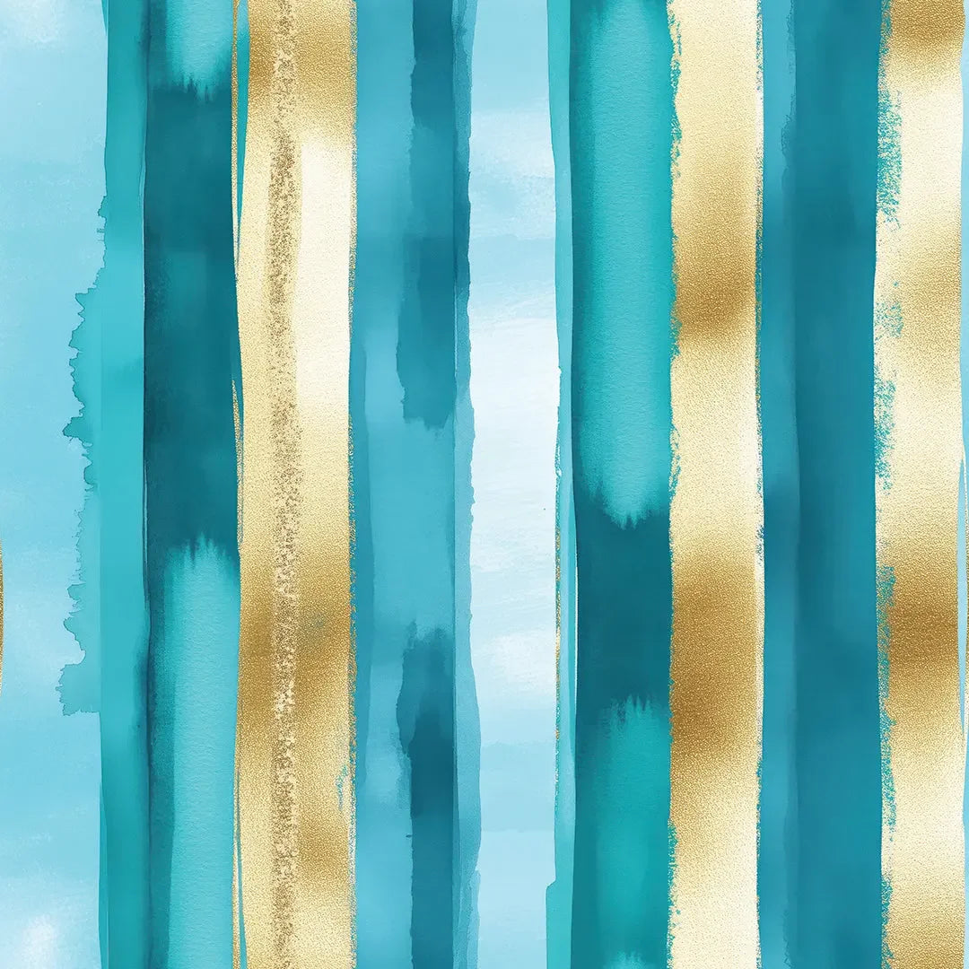 Teal Tides and Golden Sands - WallCreatives