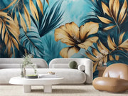 Gilded Teal Tropical Escape - WallCreatives