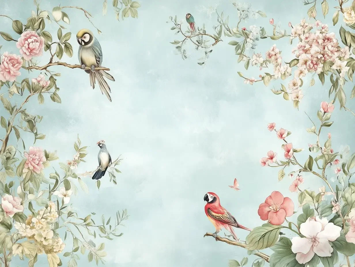 whispering wings chinoiserie mural - wallcreatives