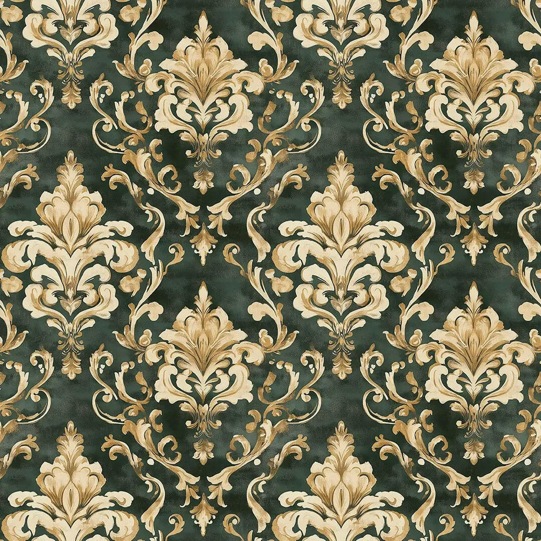 Royal Emerald & Gold Damask - WallCreatives