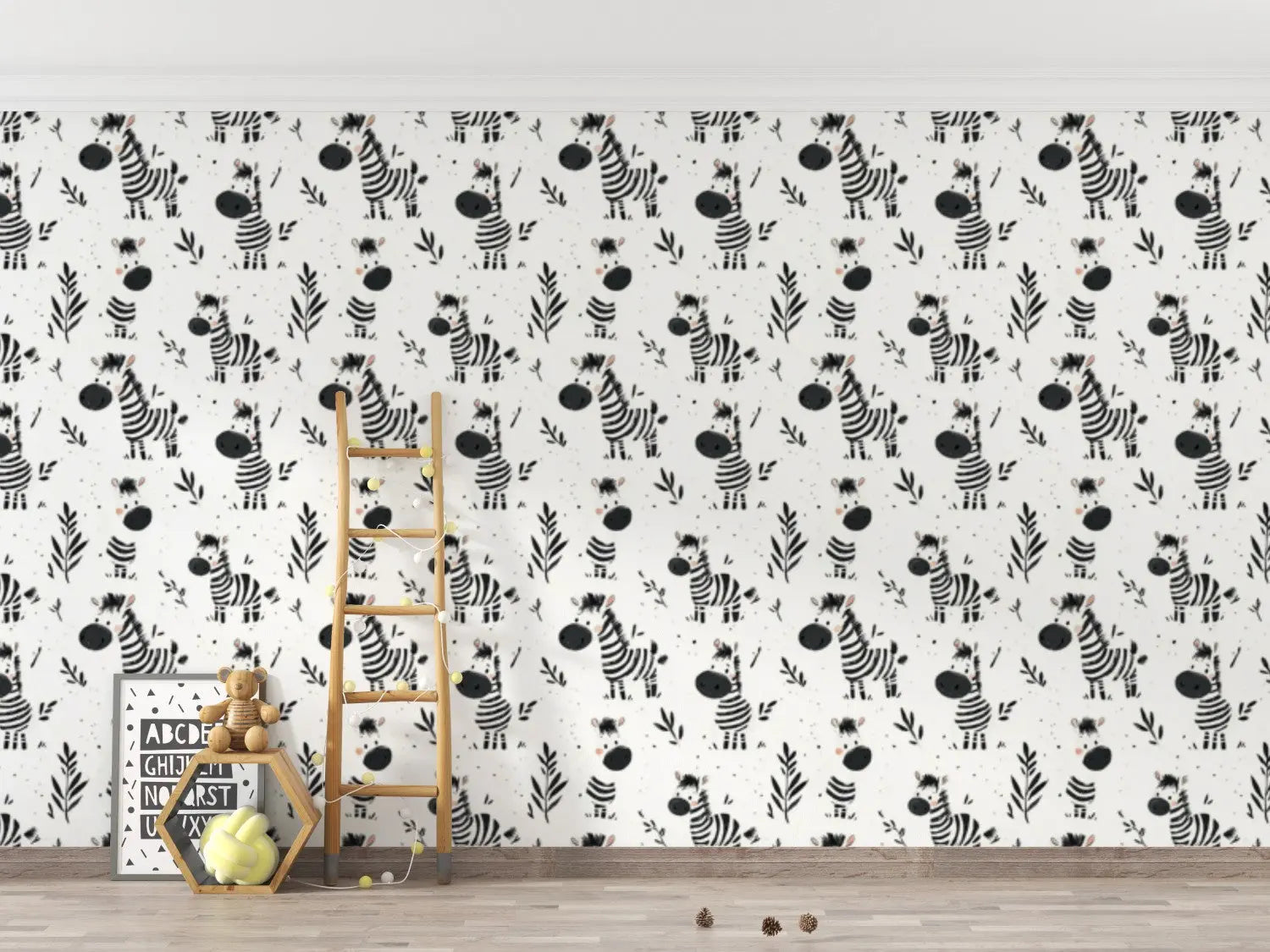 Friendly Zebra Frolic Wallpaper WallCreatives