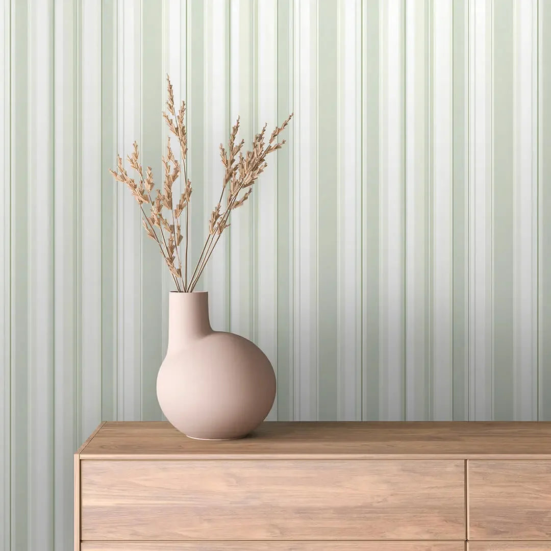 Serene Sage Stripe Wallpaper - WallCreatives