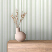 Serene Sage Stripe Wallpaper - WallCreatives