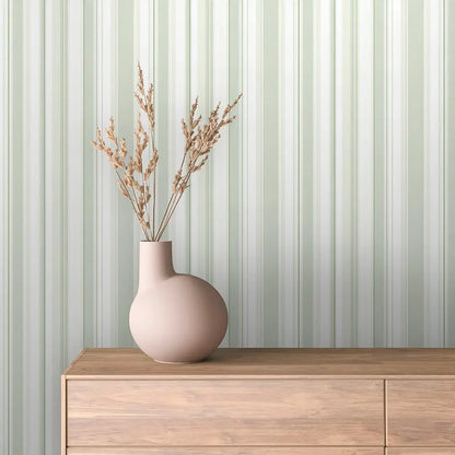 Serene Sage Stripe Wallpaper - WallCreatives