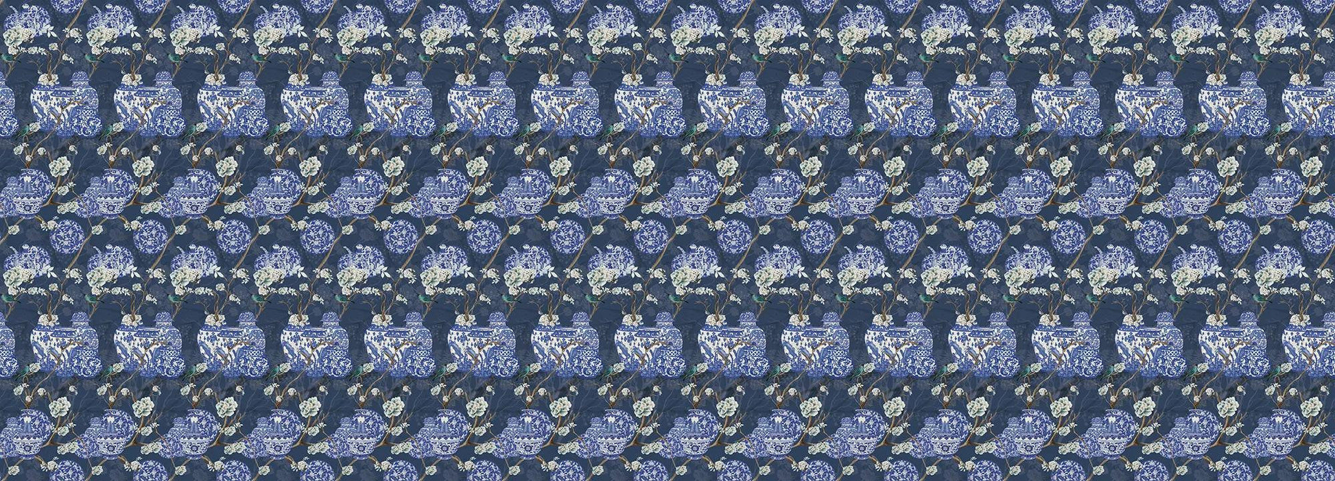 Hydrangea and Ginger Tea Party Blue Wallpaper Vladila
