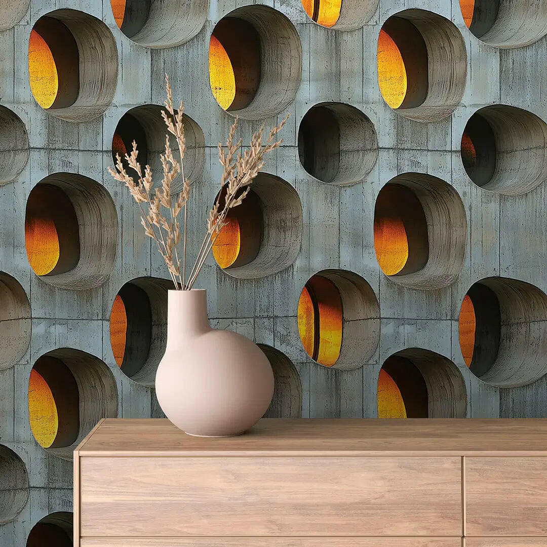 Brutalist Sunset Grid - WallCreatives