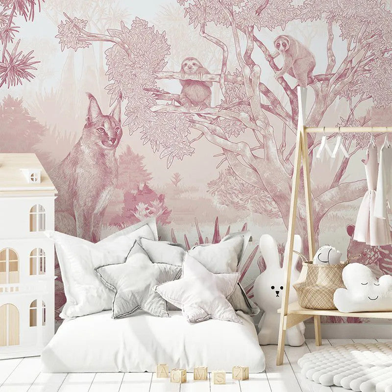 Sleepy Meadow in Pink Wallpaper Vladila