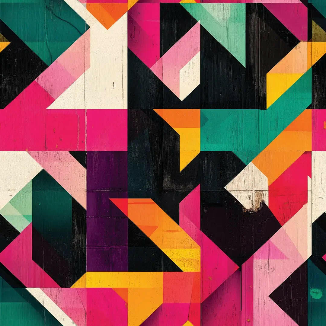 Urban Prism Geometric Mural - WallCreatives