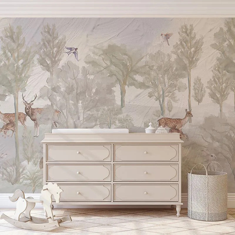 Foggy forest faun in color Wallpaper Vladila