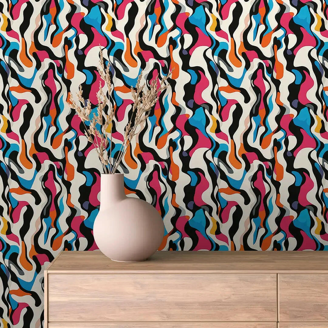 Retro Liquid Groove Wallpaper - WallCreatives
