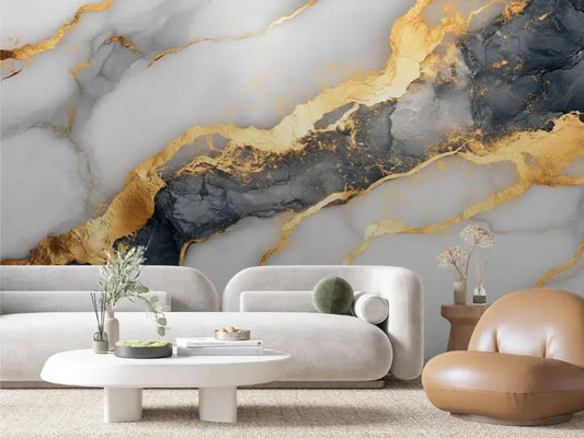 Golden Rift Flowing Marble - WallCreatives