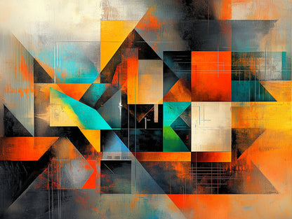 Kinetic Cityscape Geometric Mural