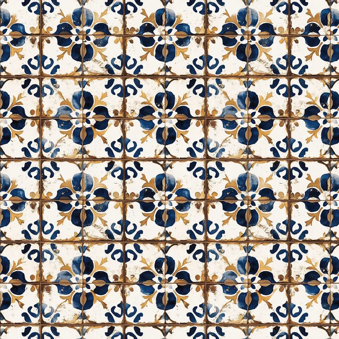 Sintra Blue and Gold Tile - WallCreatives