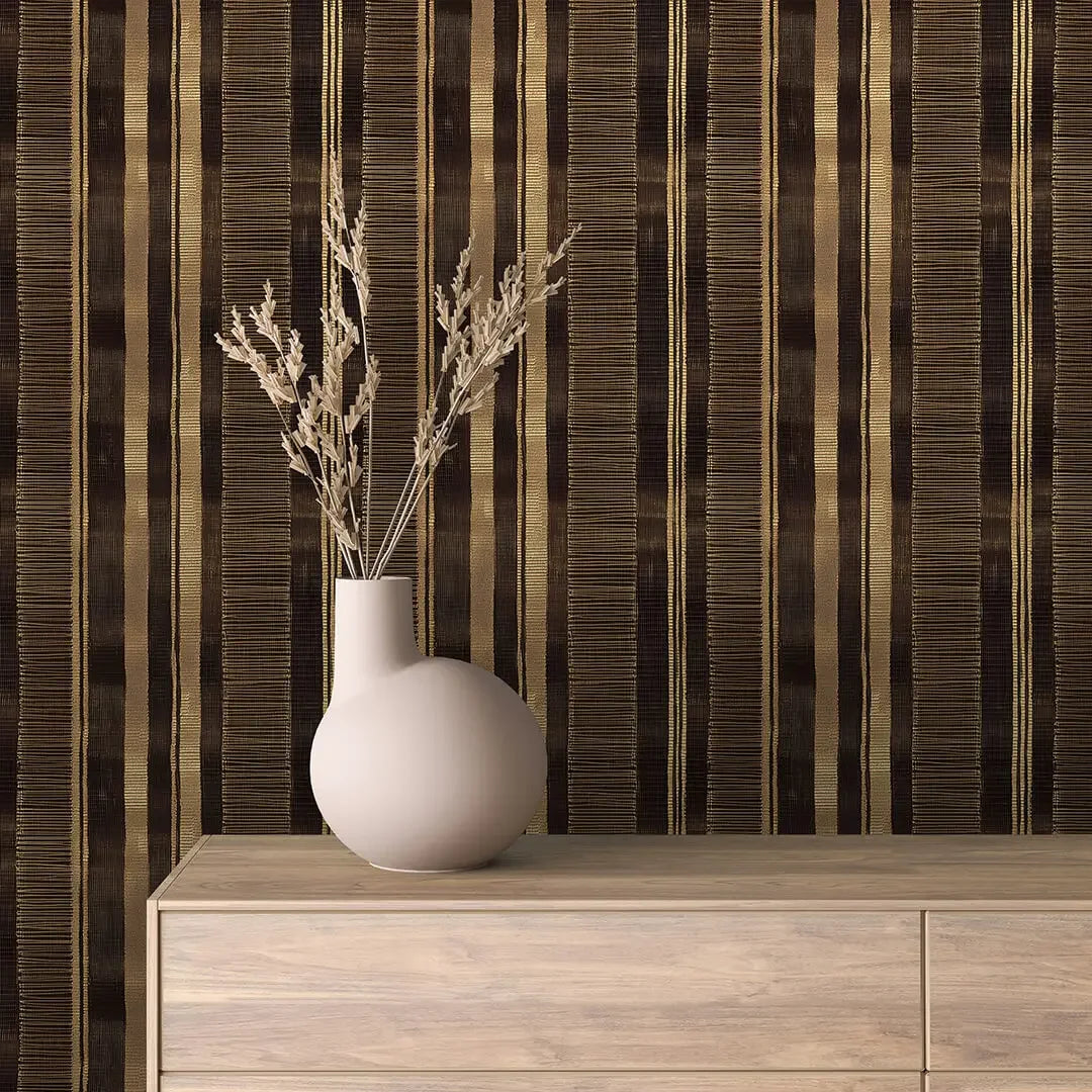 Midnight Bronze Woven Stripe - WallCreatives