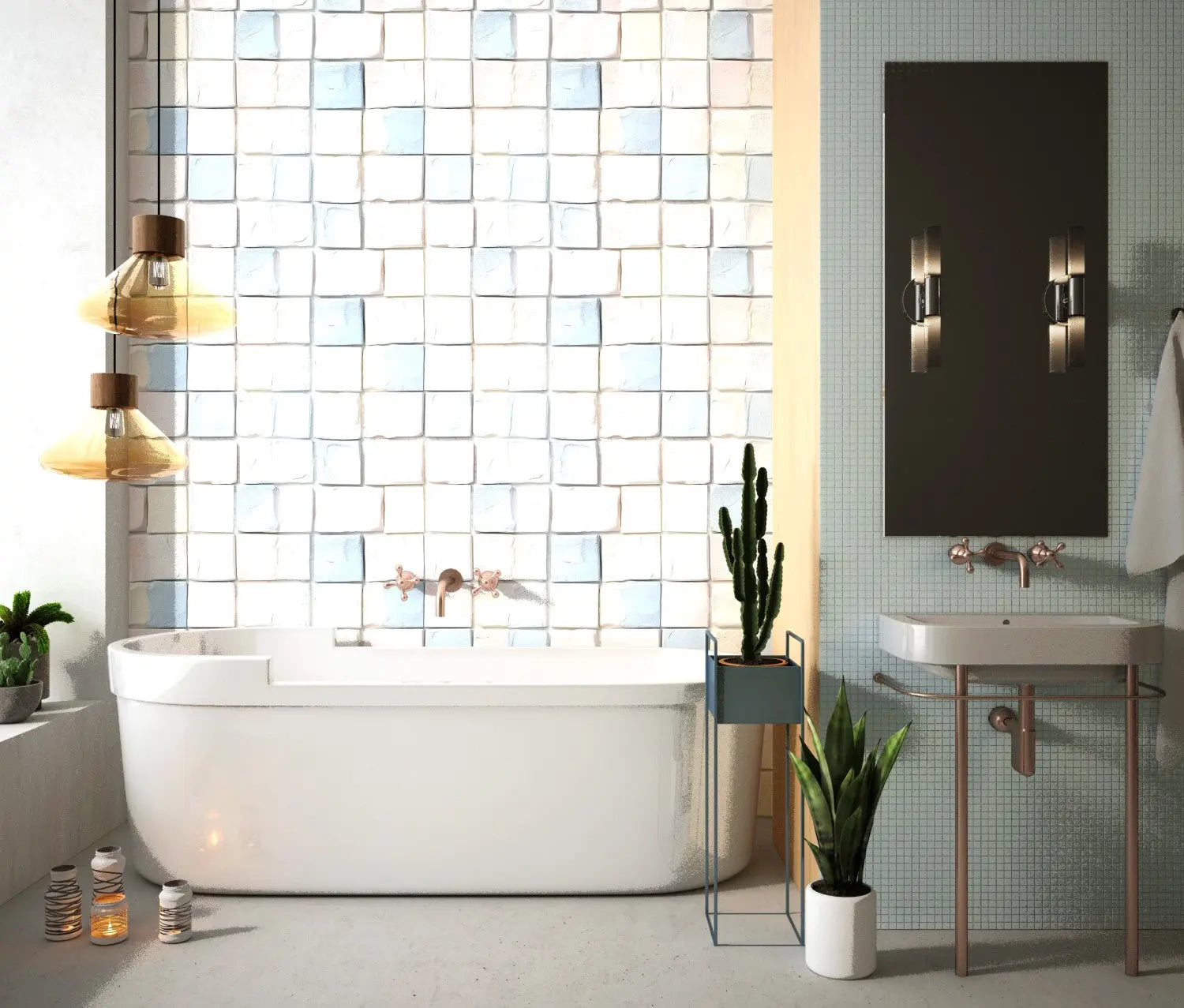 Artisan Pastel Block Mosaic WallCreatives