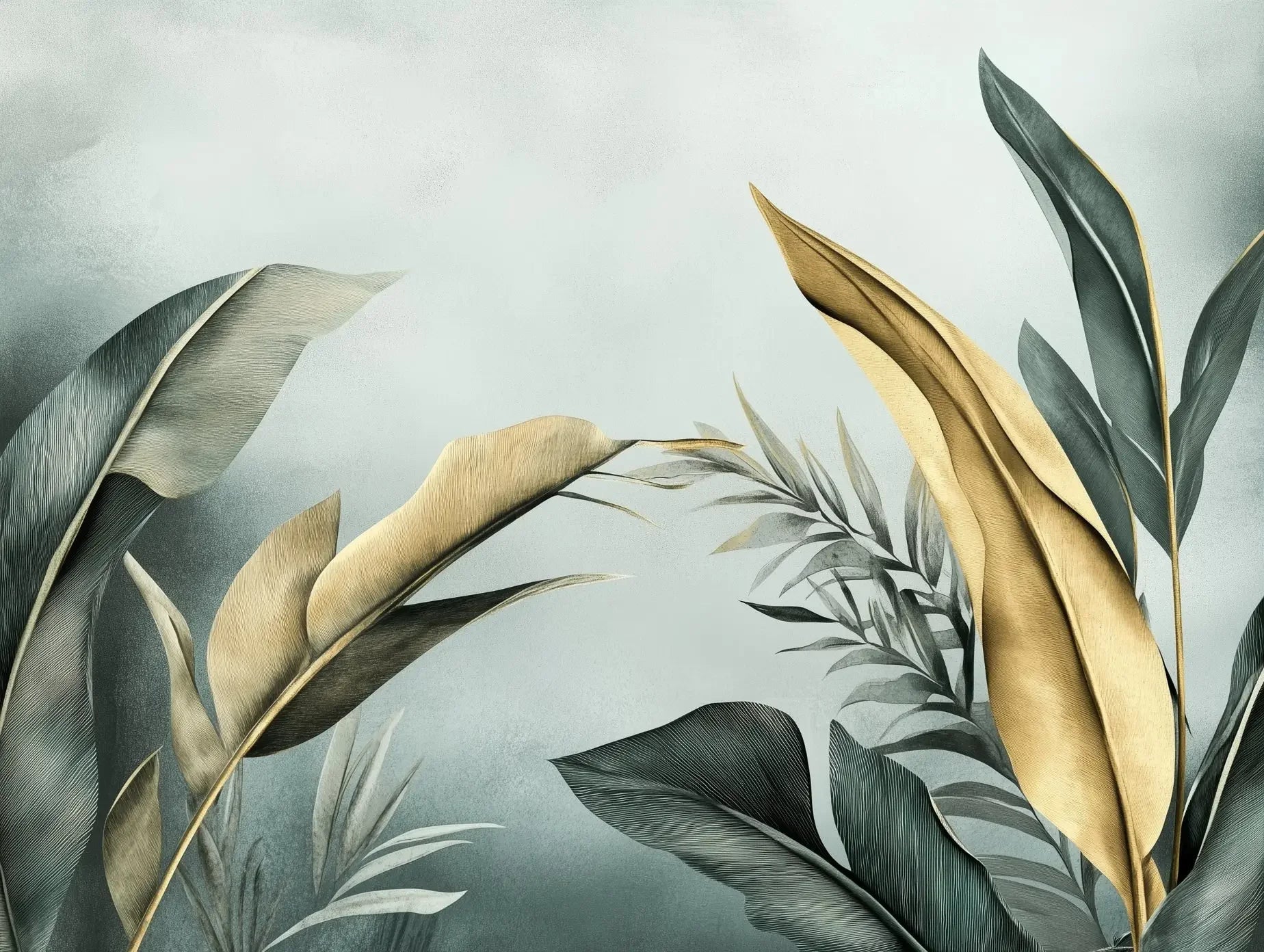 Verdant Gold Oasis Wallpaper - WallCreatives