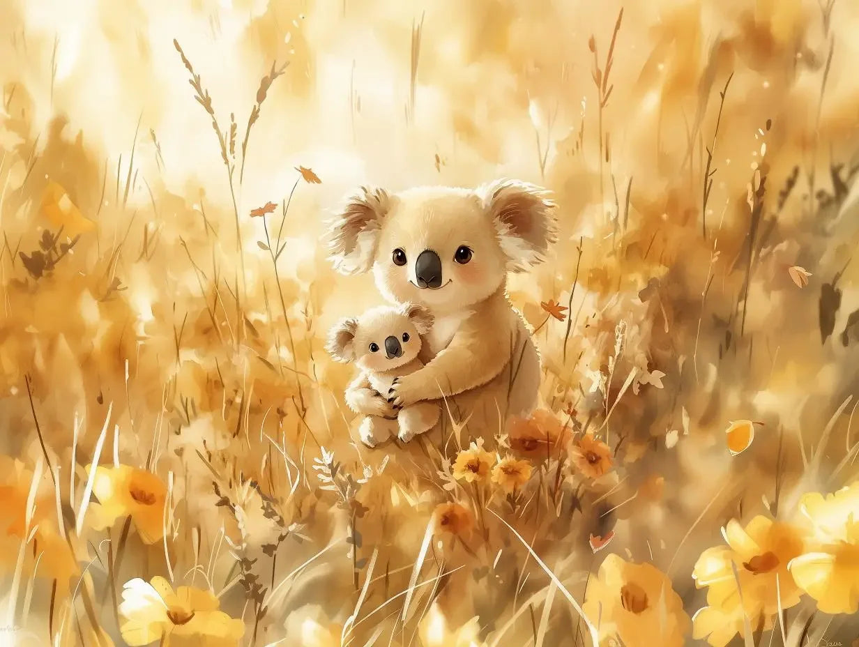 golden hour koala cuddle - wallcreatives