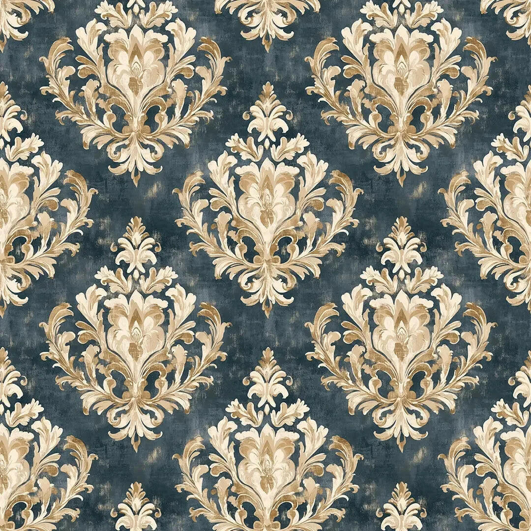 Gilded Teal Manor Damask - WallCreatives