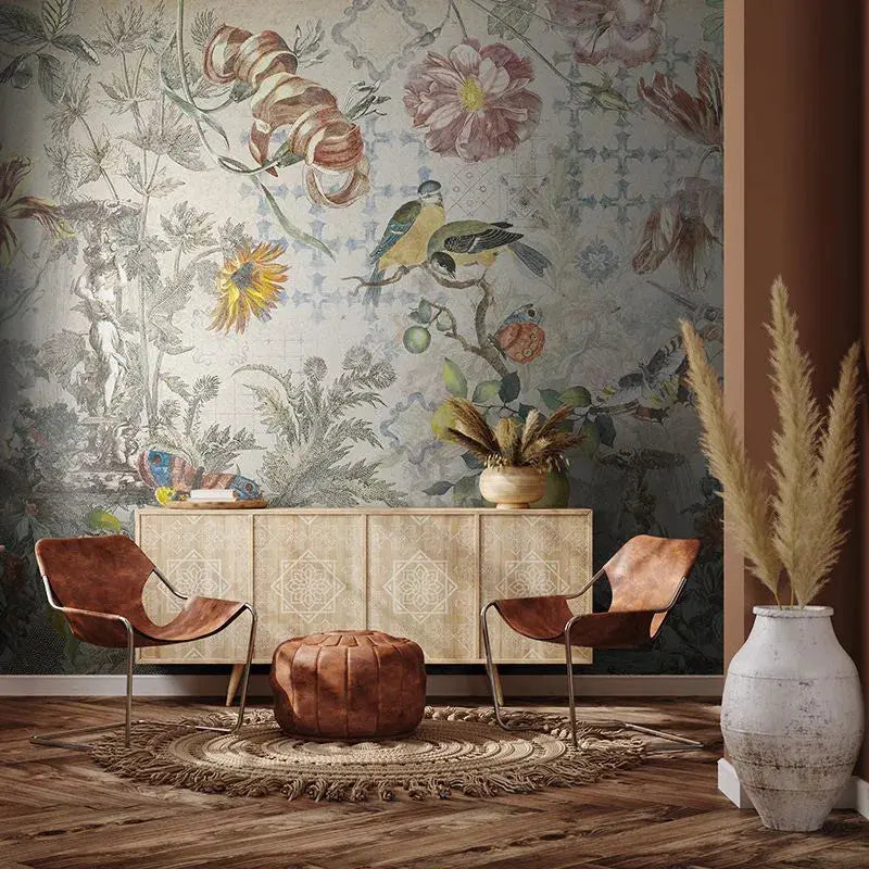 Ceramic Flowers (Cream) Wallpaper Vladila