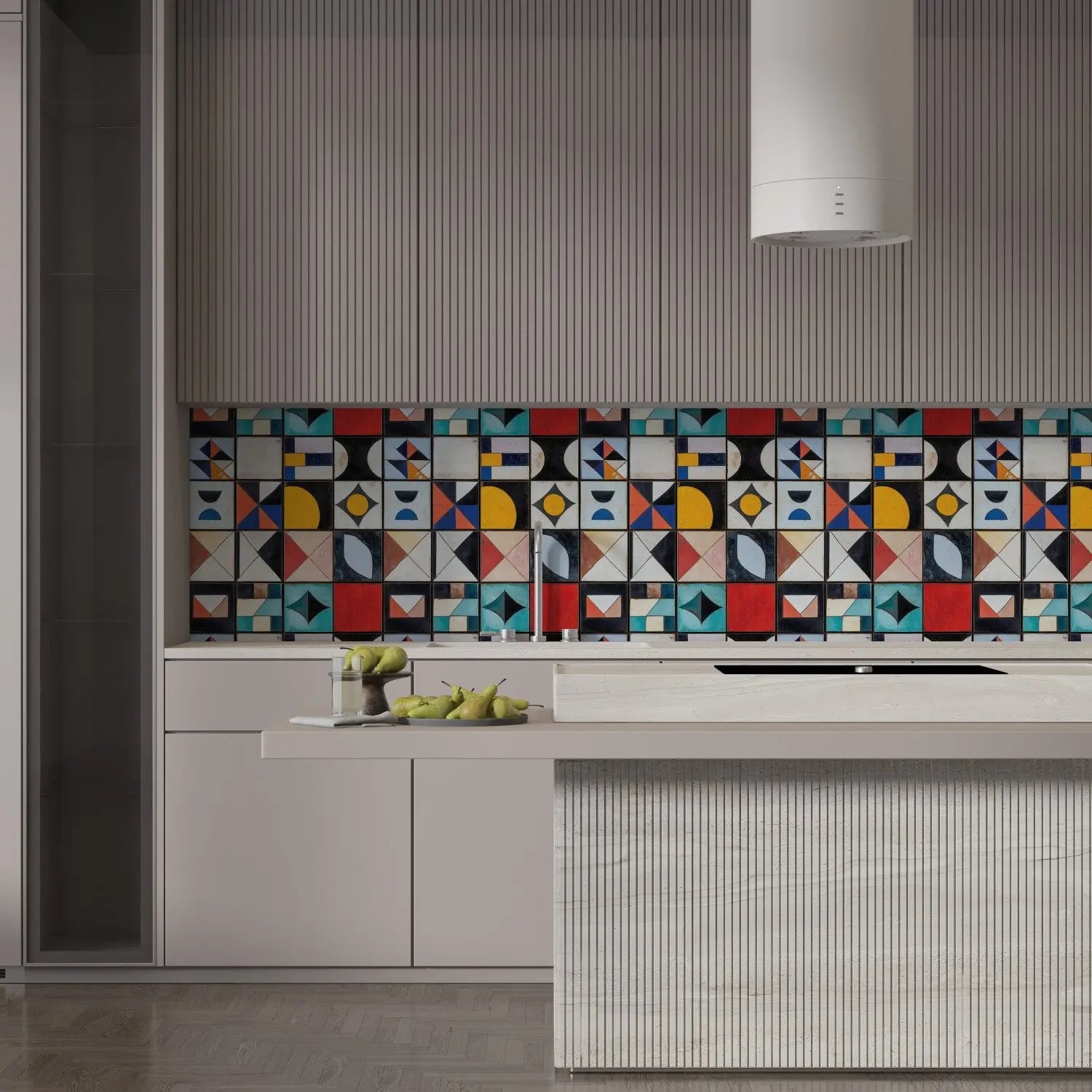 Mid-Century Artisan Tile Mural WallCreatives