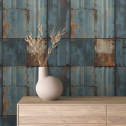 Weathered Industrial Steel Panels - WallCreatives