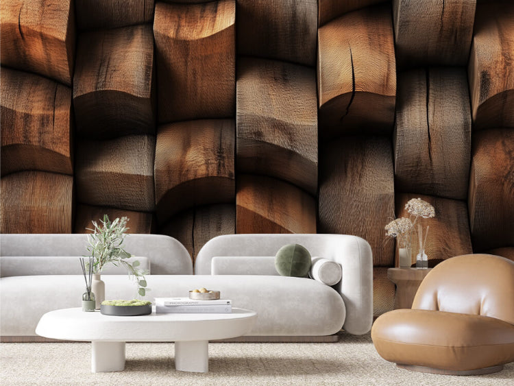 Sculpted Timber Weave Mural - WallCreatives