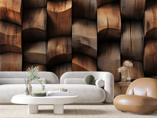 Sculpted Timber Weave Mural