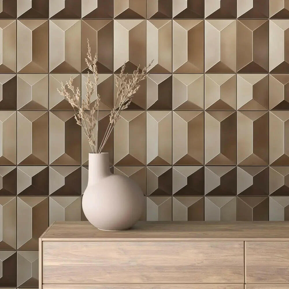 Sculpted Bronze Geometric Wall - WallCreatives