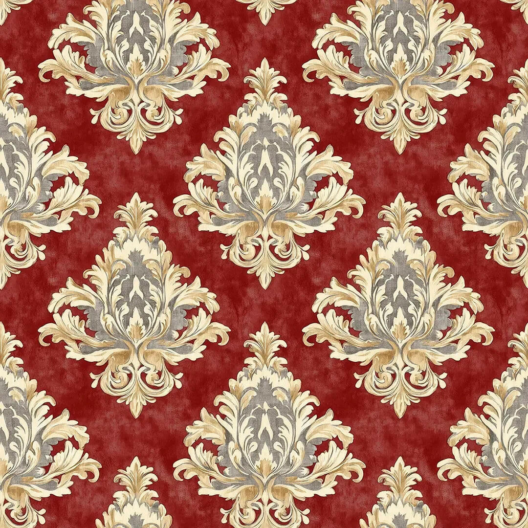 Regal Crimson Damask Tapestry - WallCreatives