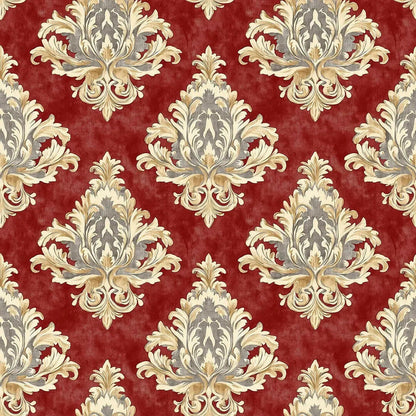 Regal Crimson Damask Tapestry - WallCreatives
