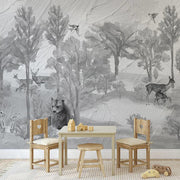 Foggy forest faun in grey Wallpaper Vladila