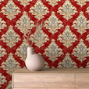 Regal Crimson Damask Tapestry - WallCreatives