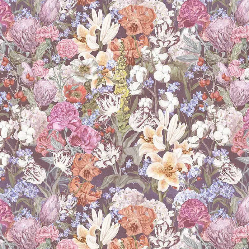 Primavera Pastel Flowers (Dark) Wallpaper Vladila