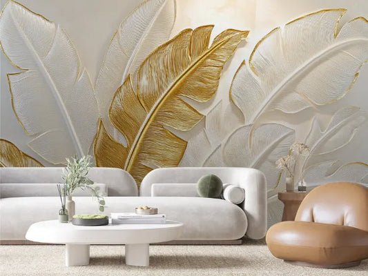Golden Plume Radiance Mural - WallCreatives