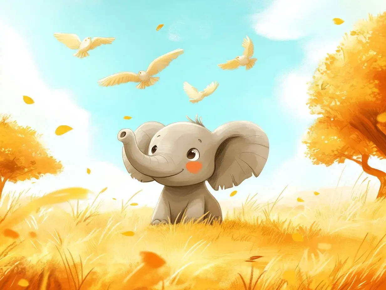 Whimsical Elephant's Autumn Daydream - WallCreatives