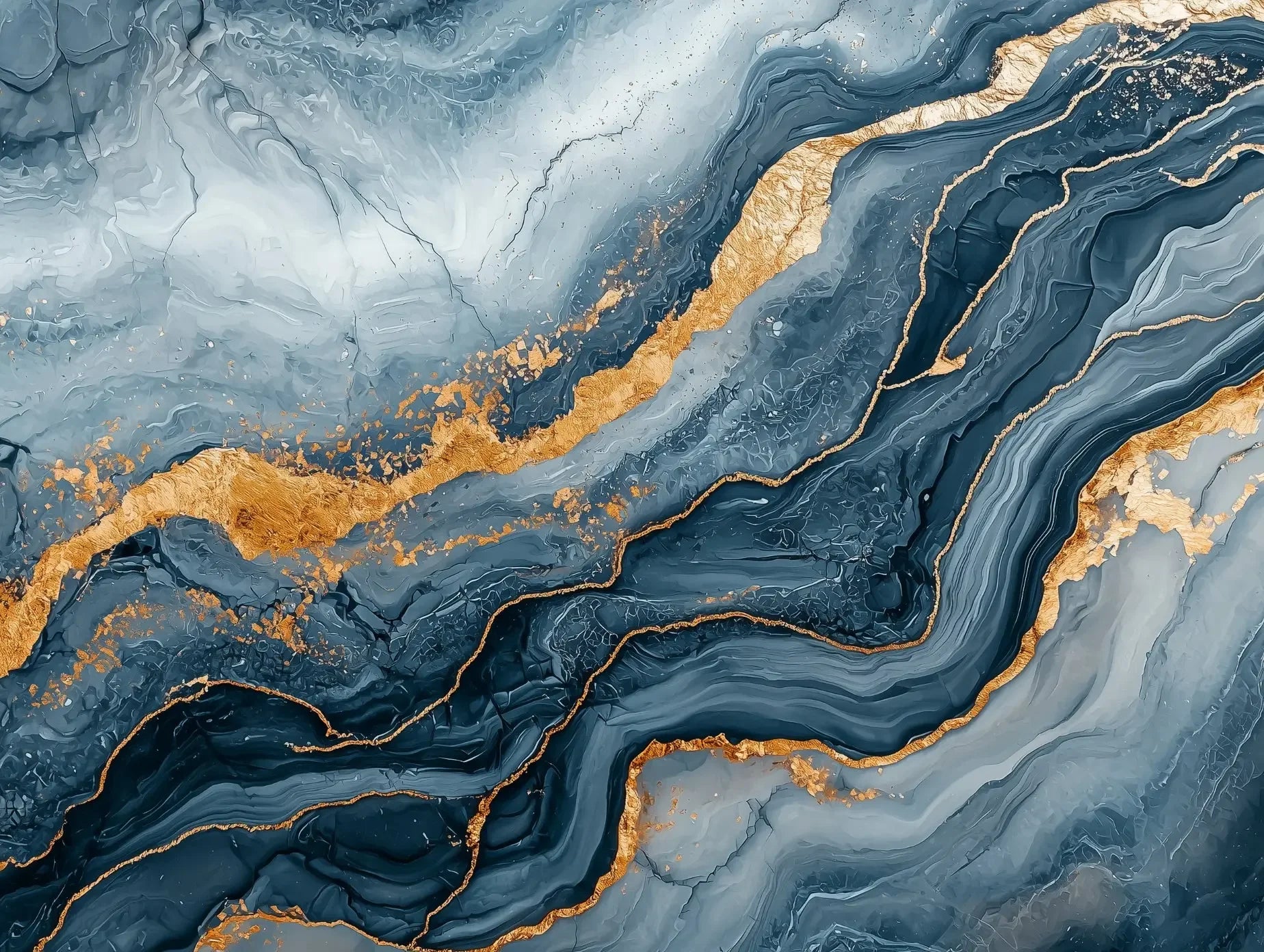 Golden River Through Midnight Stone - WallCreatives
