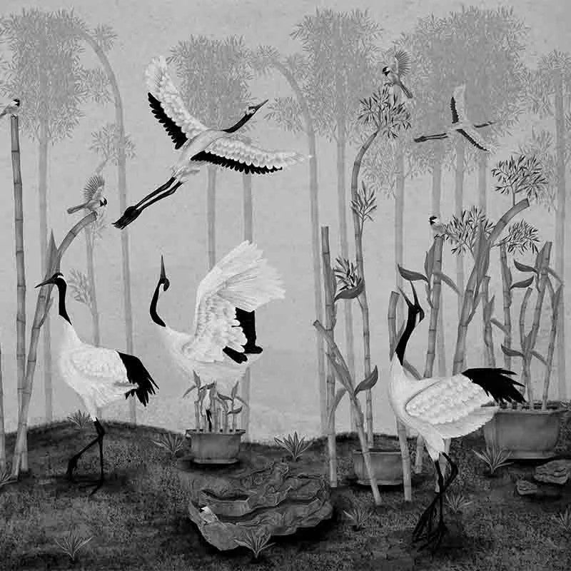 Red Crown Sanctuary in Monochrome Wallpaper Vladila