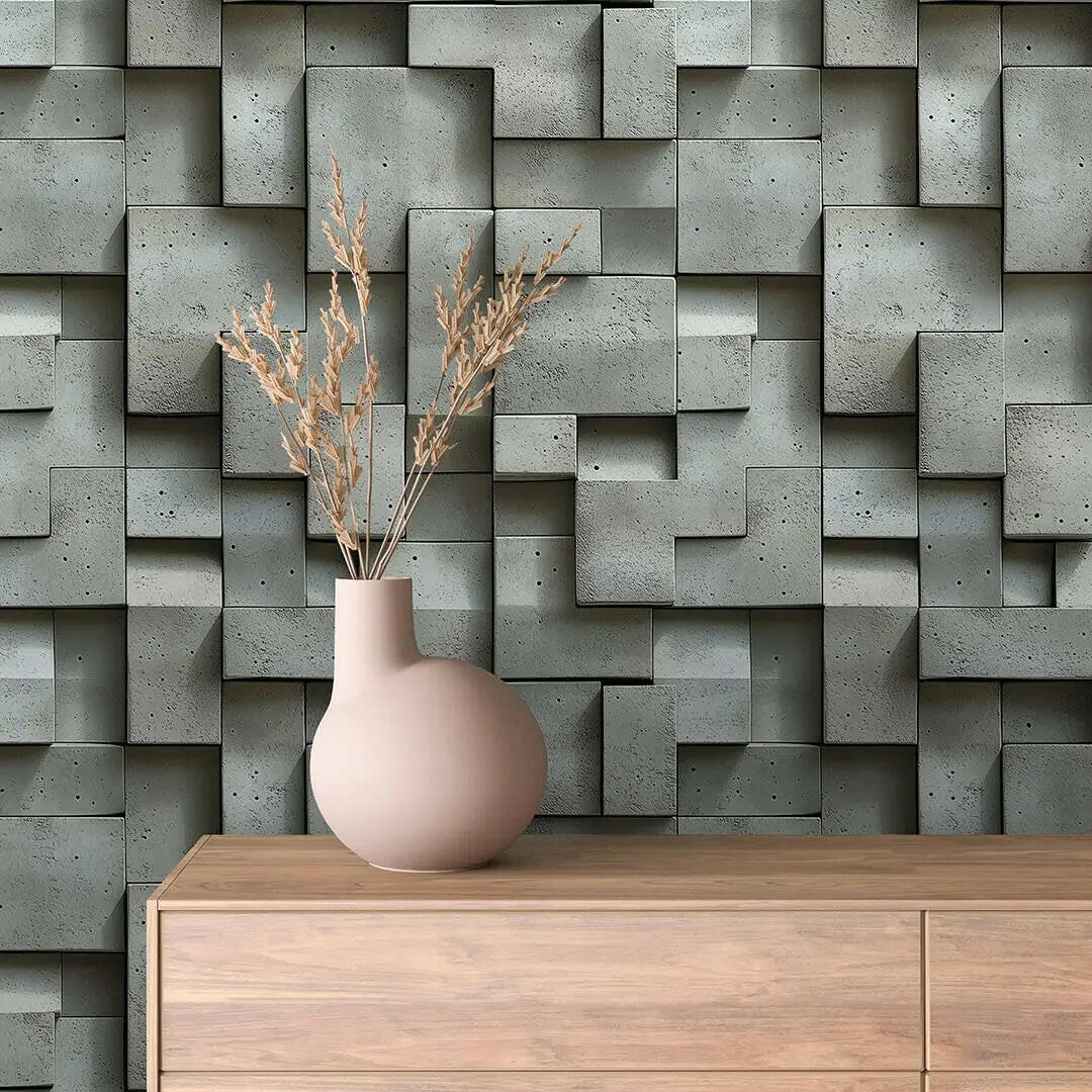 Brutalist Concrete Relief Wallpaper - WallCreatives