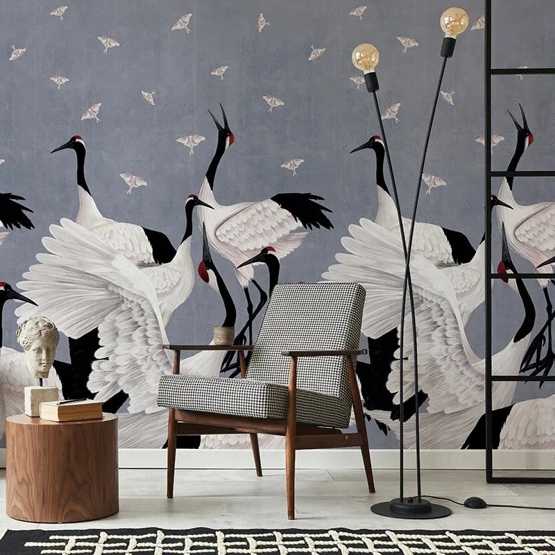 Grus Japonesis in Blue Wallpaper Vladila