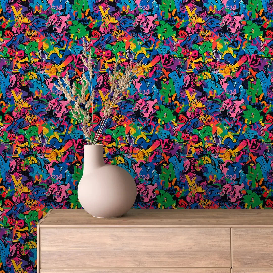Urban Canvas Vibrant Graffiti Wallpaper - WallCreatives