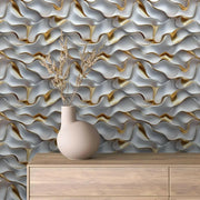 Pearlescent Gilded Tides Wallpaper - WallCreatives