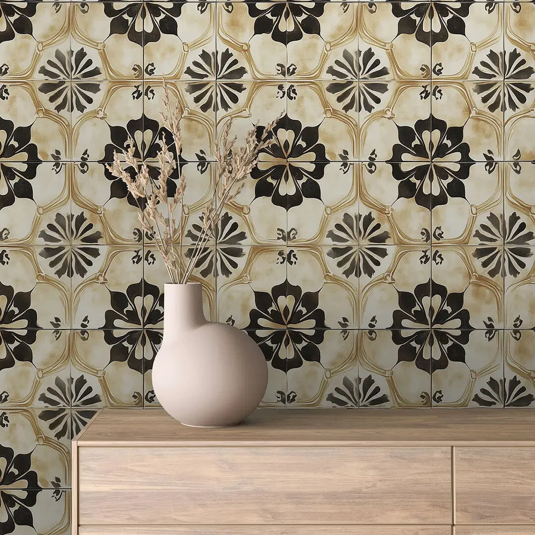 siena noir bloom tile - wallcreatives