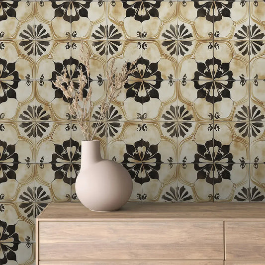 Siena Noir Bloom Tile - WallCreatives