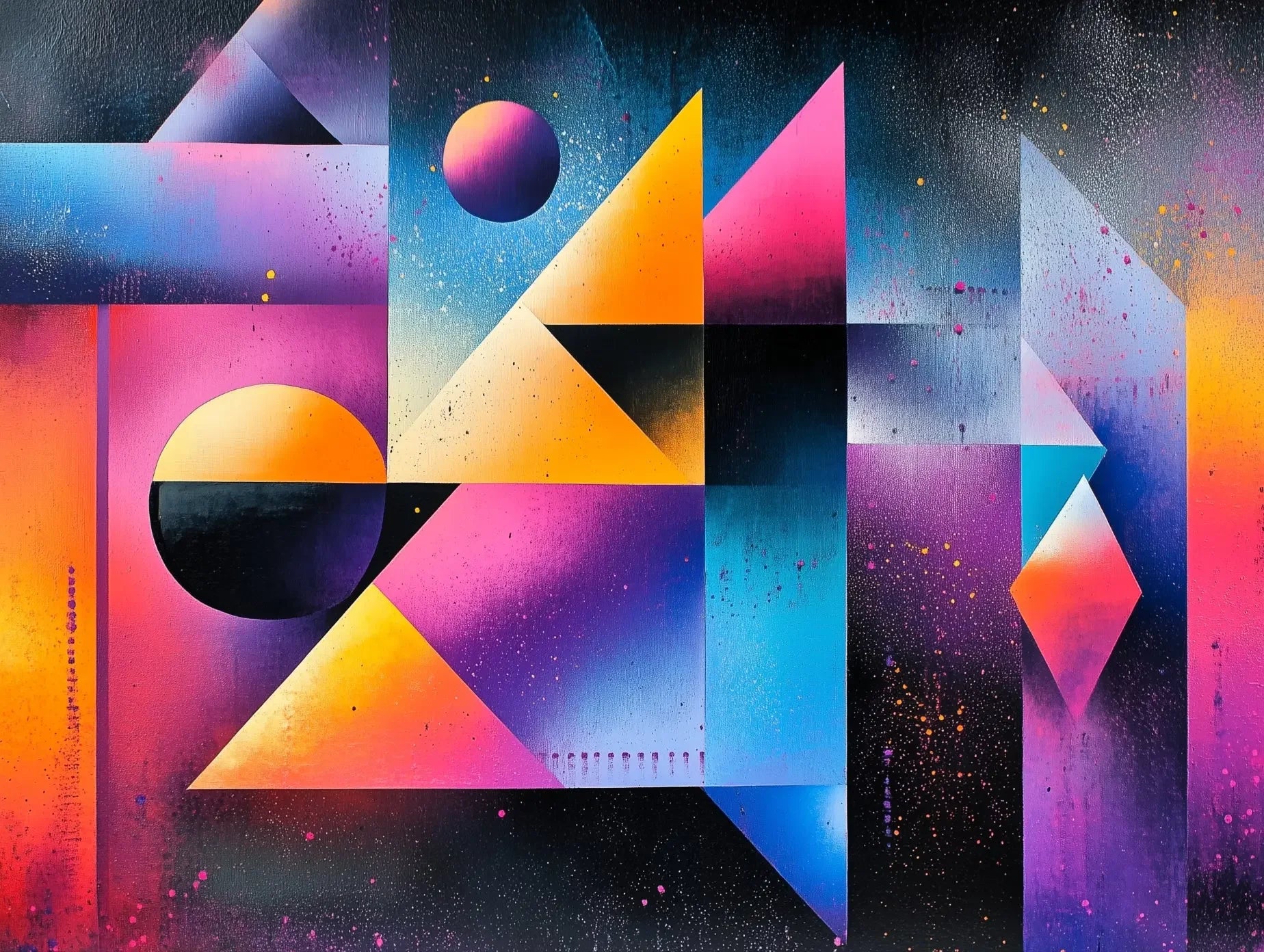 Galactic Shards Abstract Mural - WallCreatives