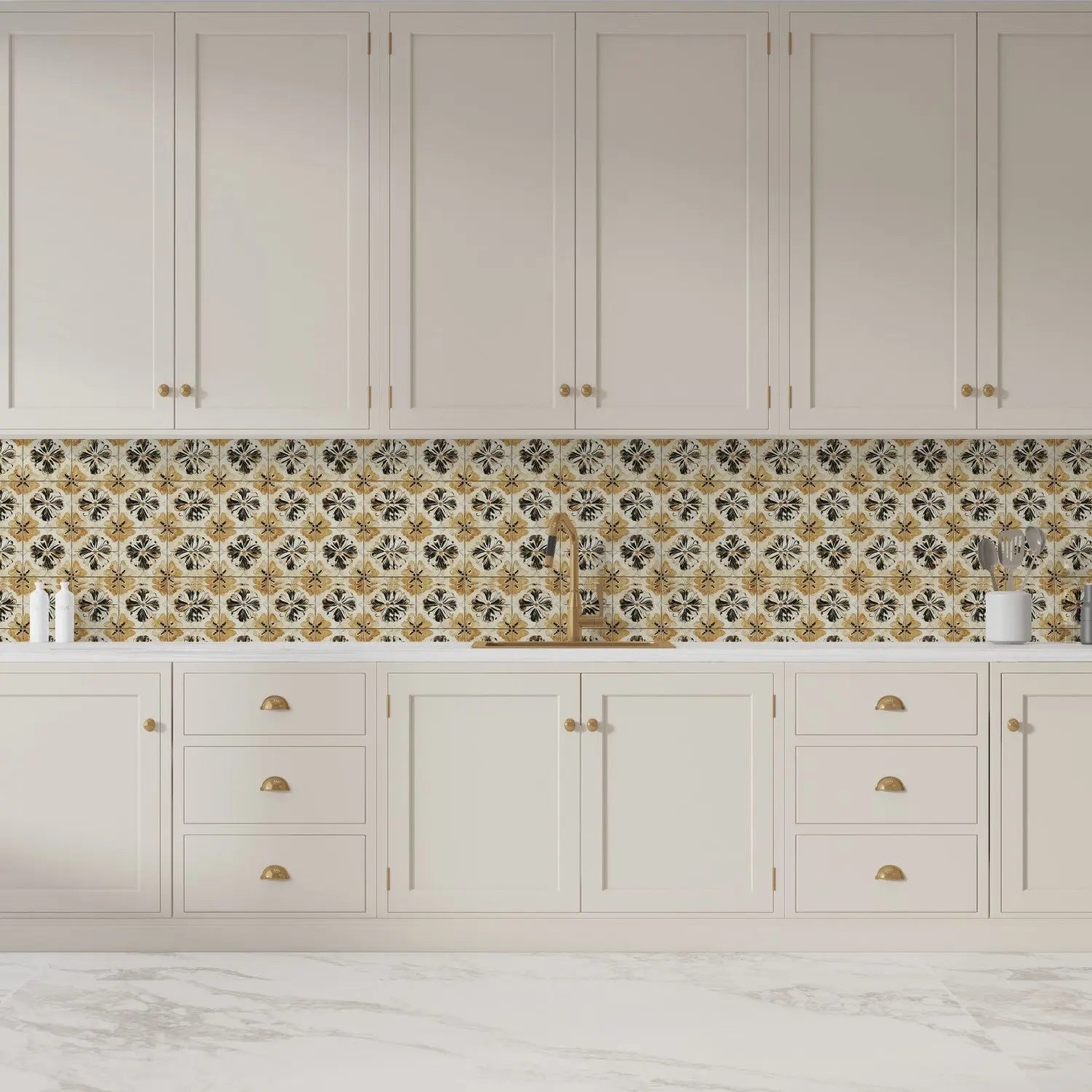 Tuscan Sepia Bloom Tile WallCreatives